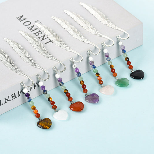 7pcs/1 set Colorful Love Pendant Feather Bookmark goods