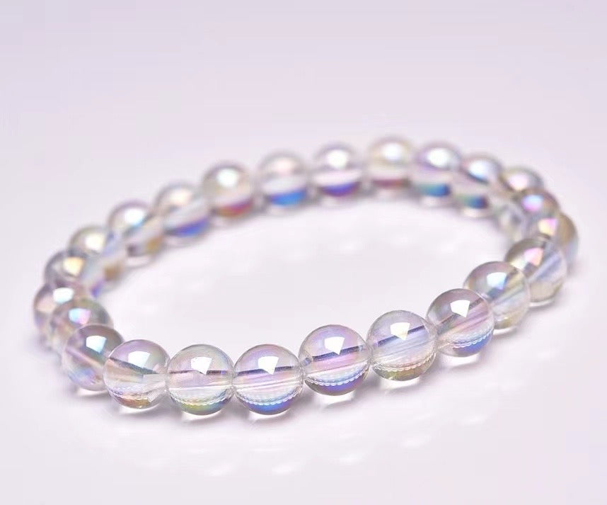 Clear quartz with aura  bracelets