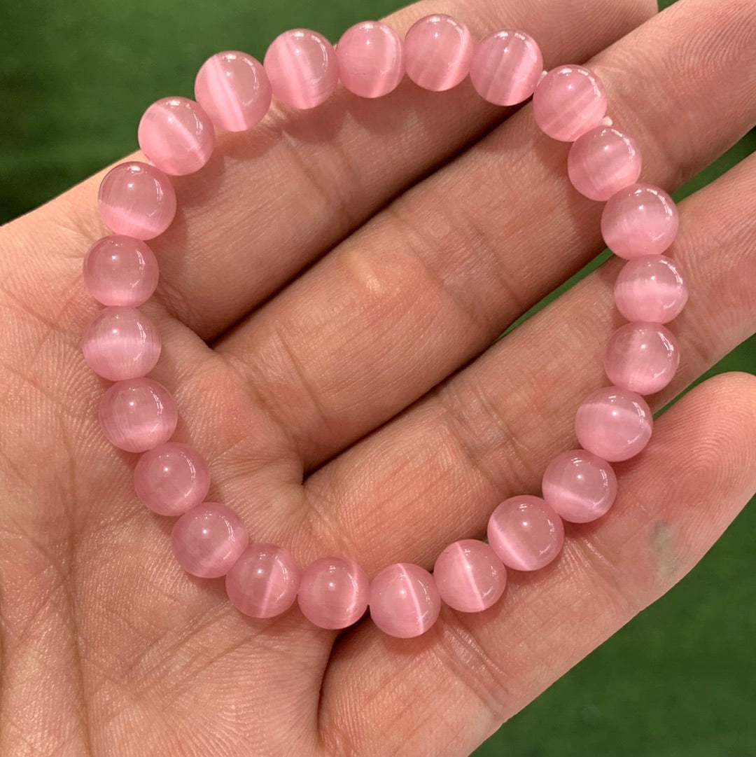 8mm pink cat eyes bracelets