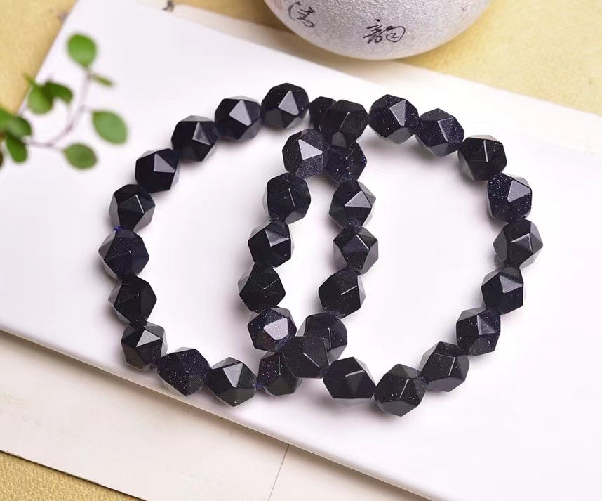 10mm Blue sandstone Diamond Faceted Bracelets