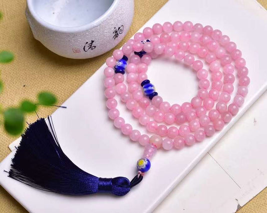 108 Pink Crystal Beads with Glass Beads Bracelets