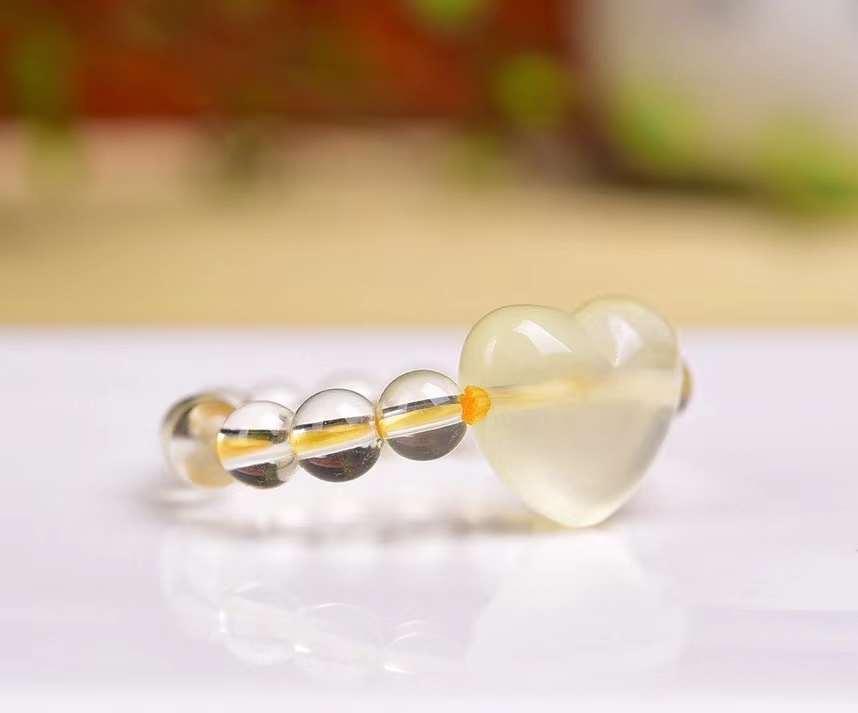 Citrine crystal heart rings