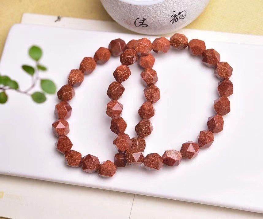 10mm Golden sandstone Diamond Faceted Bracelets