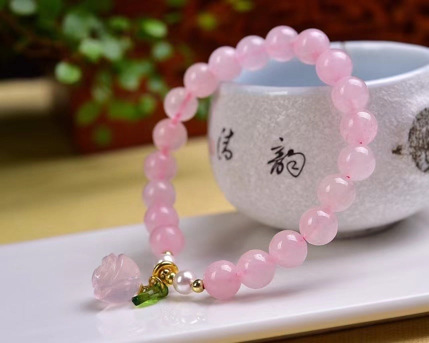 High quality pink rose quartz bracelets