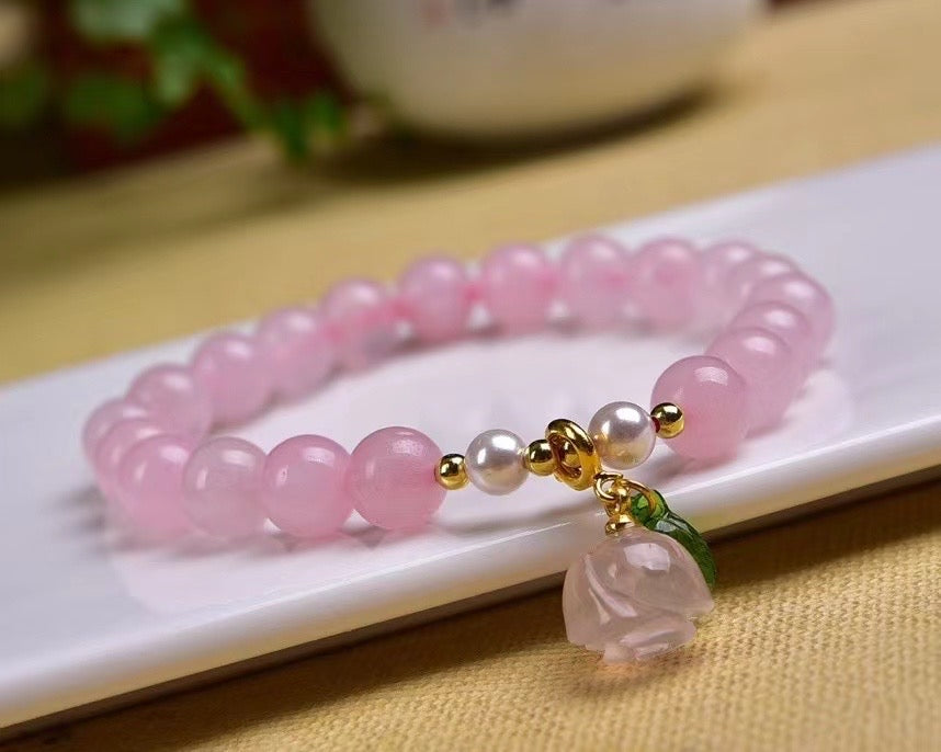 High quality pink rose quartz bracelets