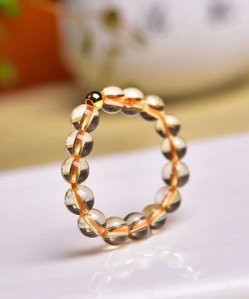 citrine crystal beads rings