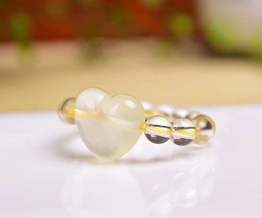 Citrine crystal heart rings