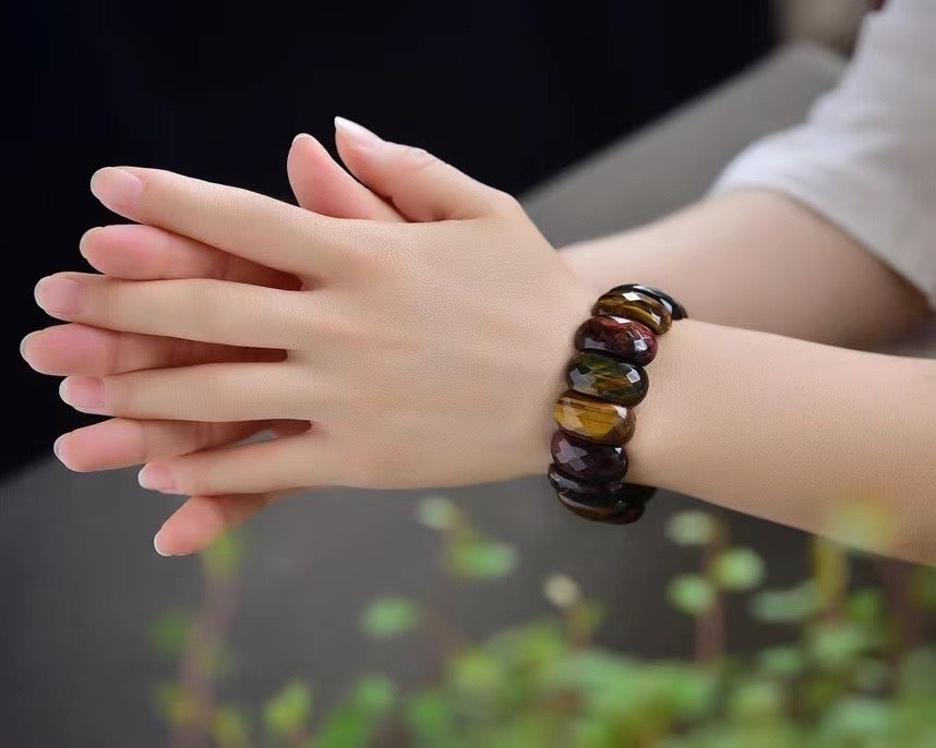 Blue Tiger Eye Faceted Hand Bracelets