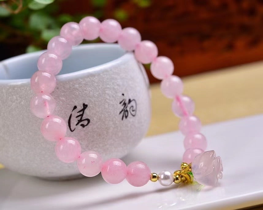 High quality pink rose quartz bracelets