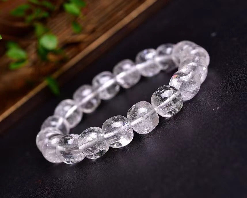 11mm transparent crystal drum beads bracelets