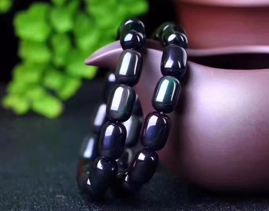 Obsidian Drum Beads 10/14mm Single Loop Bracelets