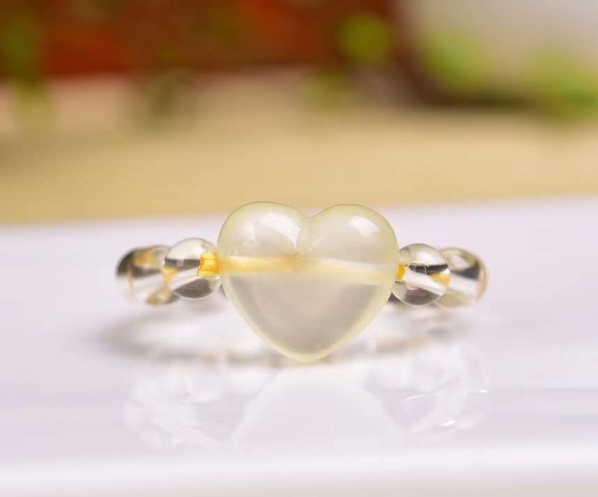 Citrine crystal heart rings