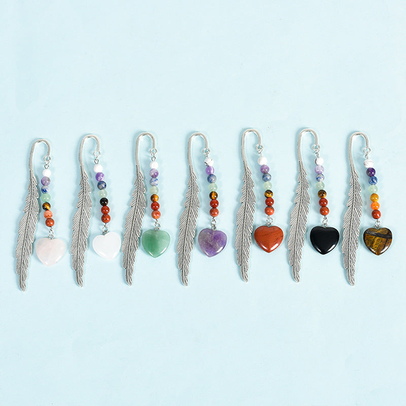 7pcs/1 set Colorful Love Pendant Feather Bookmark goods