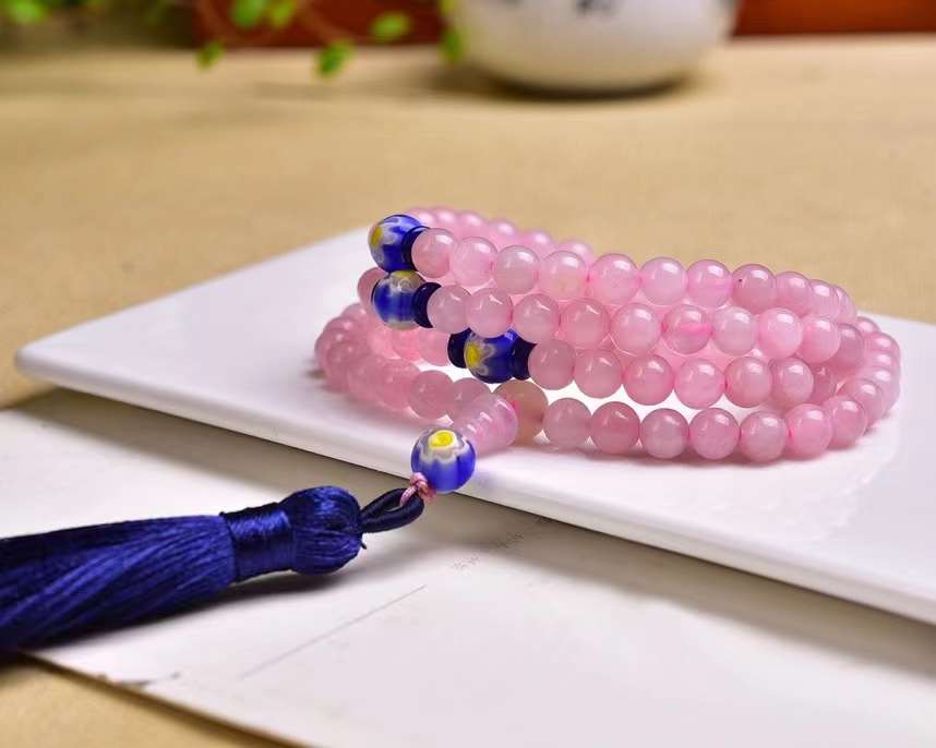 108 Pink Crystal Beads with Glass Beads Bracelets