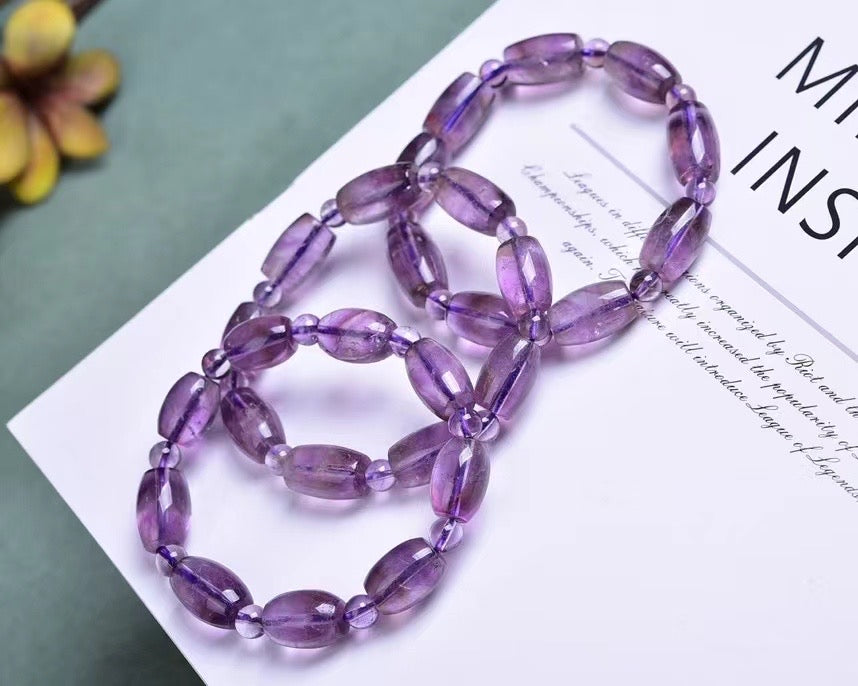 Amethyst Drum Bead Bracelets