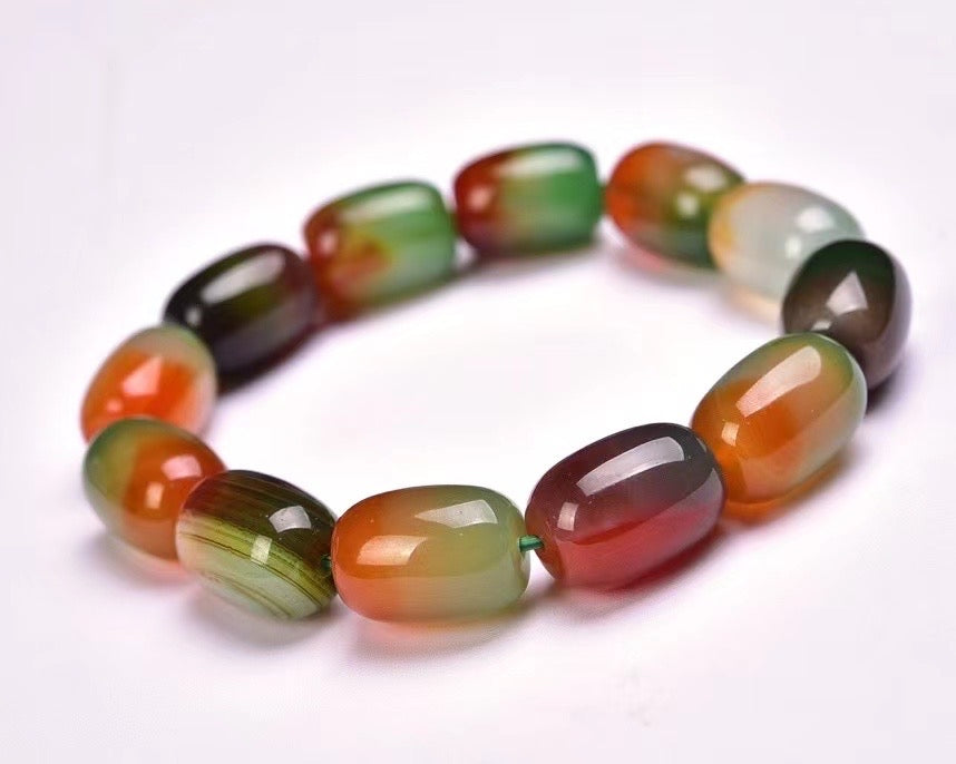 The exquisite and beautiful peacock agate drum bead single loop bracelets