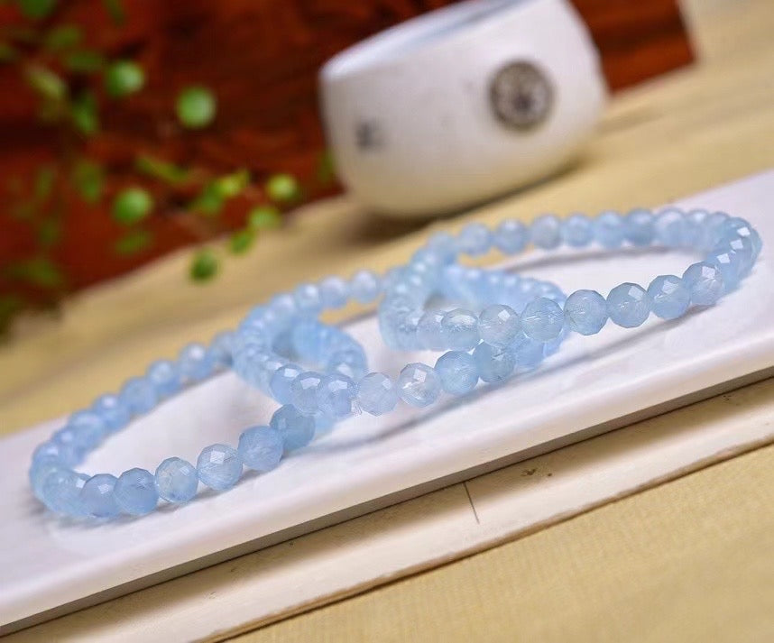 New promotional ice aquamarine single ring faceted bracelets