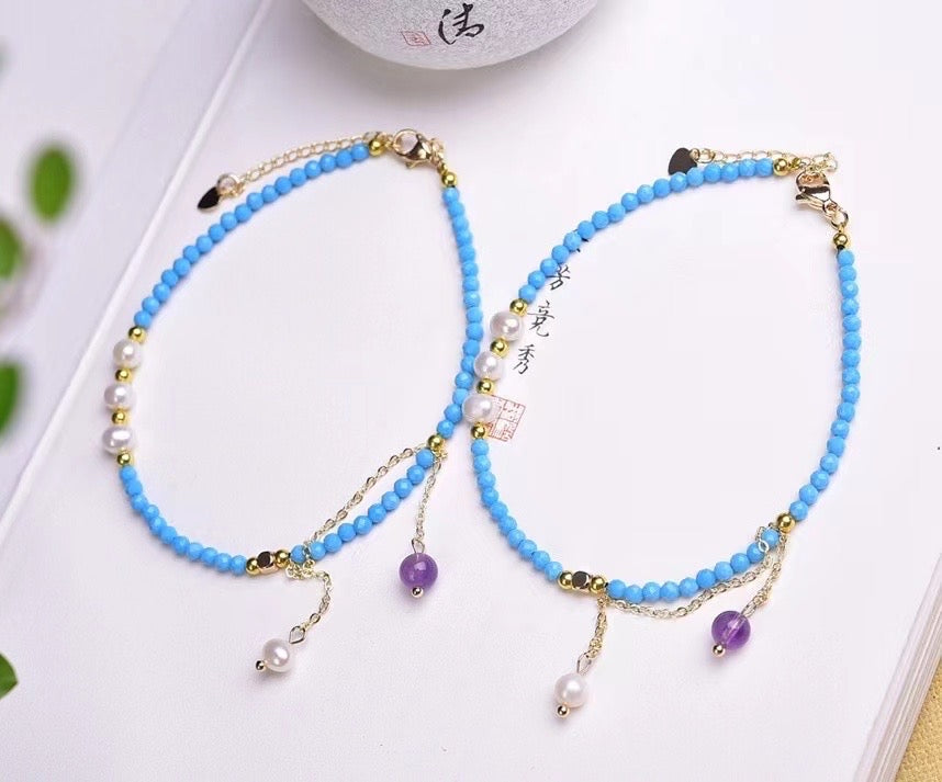 The new blue pine ankle chain bracelets