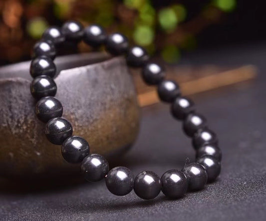 8mm Schungite round bead single loop bracelets