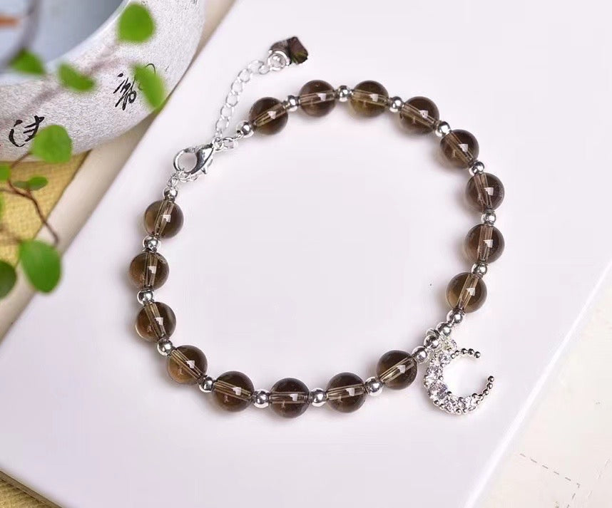 smoky quartz round bead bracelets