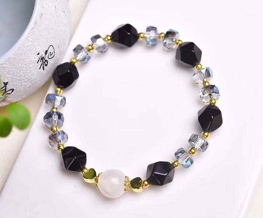 Obsidian faceted various gemstone bracelets