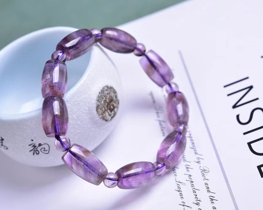 Amethyst Drum Bead Bracelets