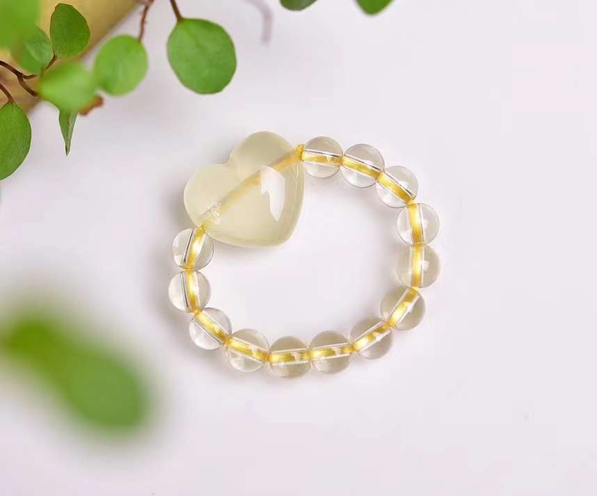 Citrine crystal heart rings