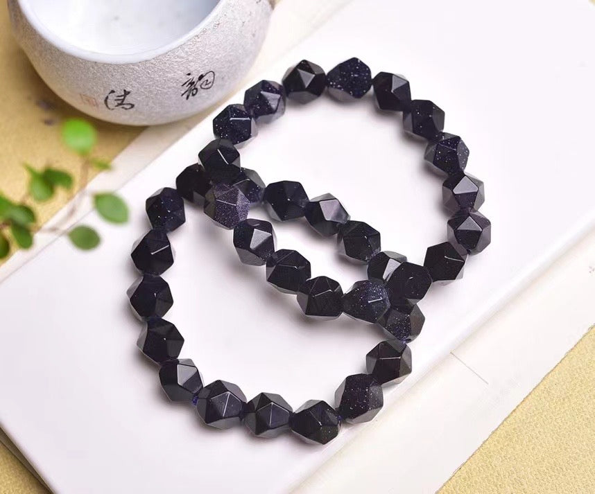 10mm Blue sandstone Diamond Faceted Bracelets