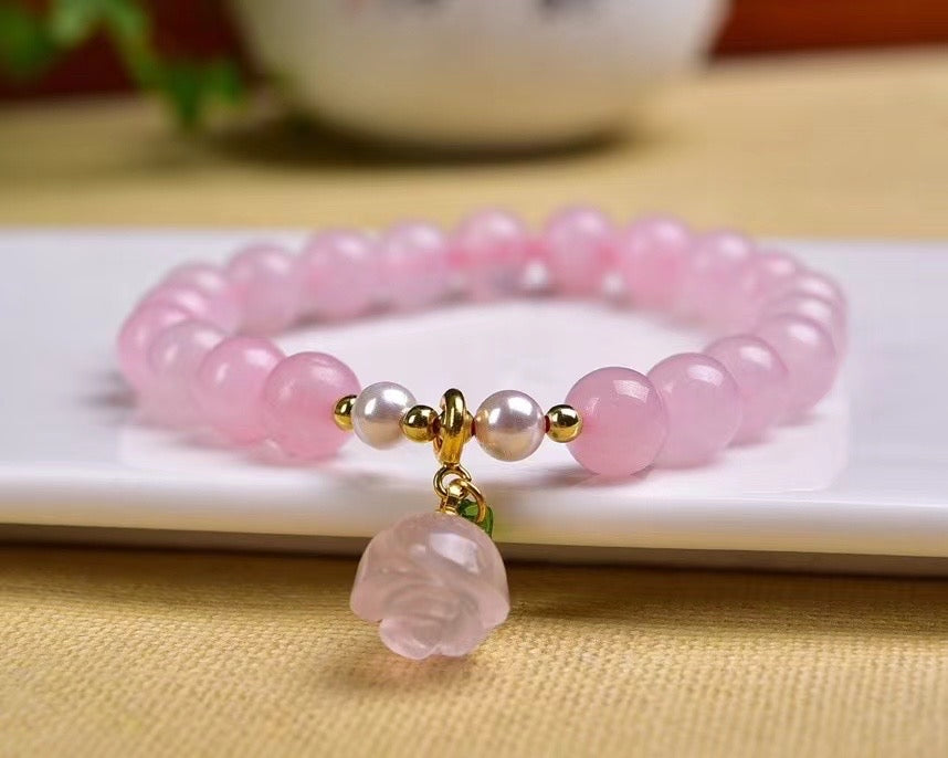 High quality pink rose quartz bracelets