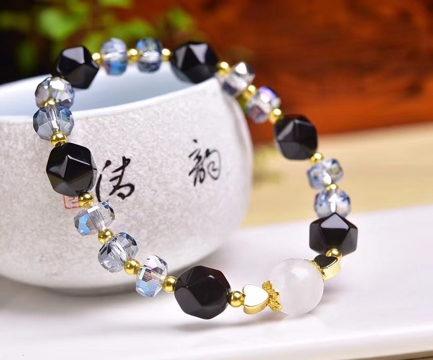 Obsidian faceted various gemstone bracelets