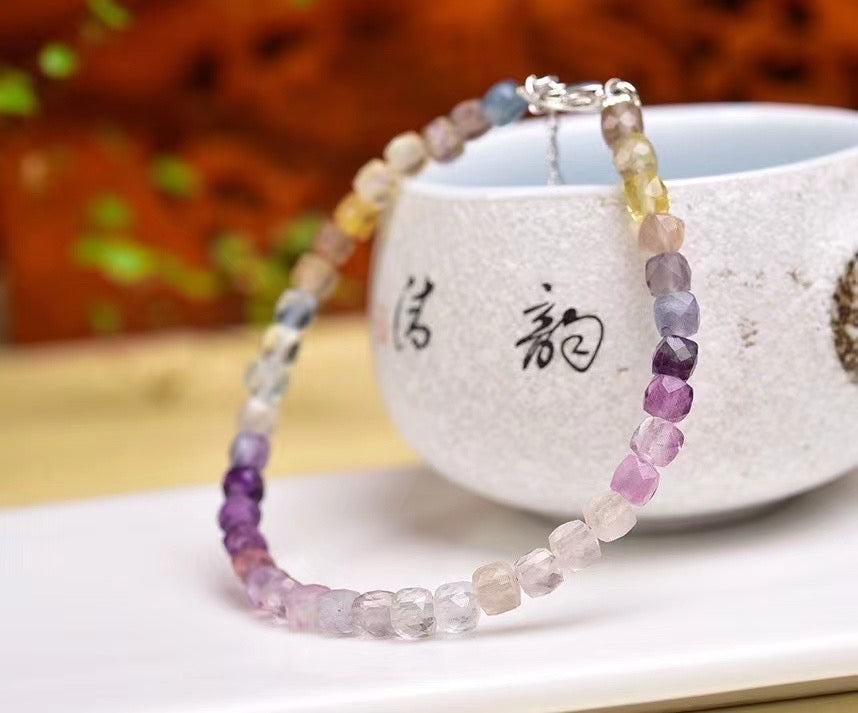 💕💕 4mm fluorite Crystal sugar bracelets