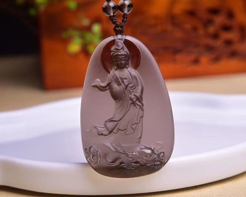 Ice obsidian Guanyin brand pendants necklaces