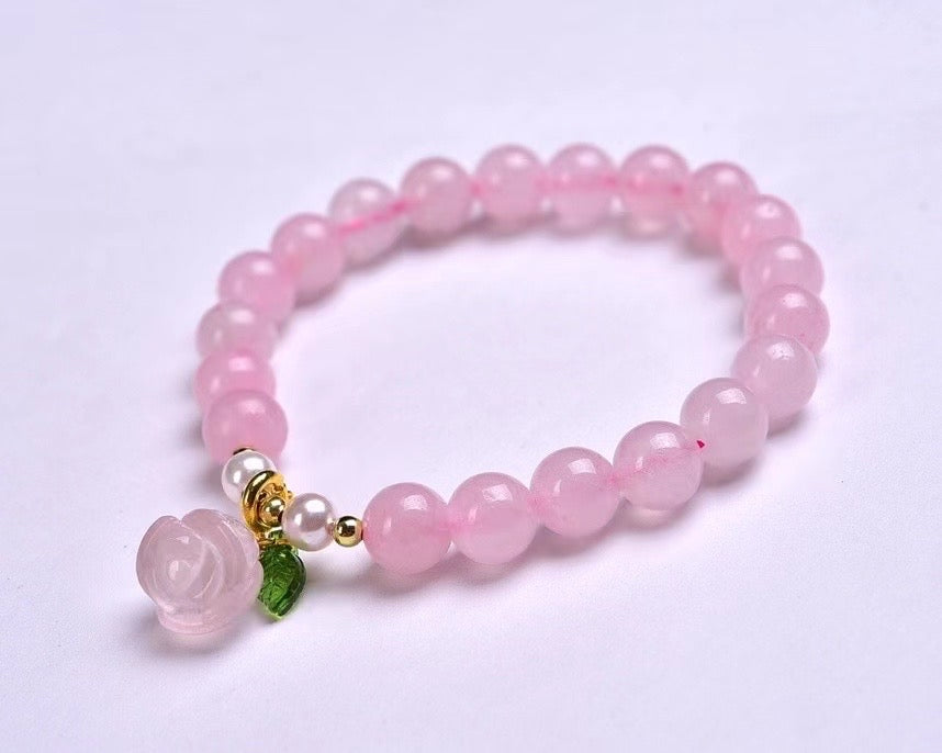 High quality pink rose quartz bracelets