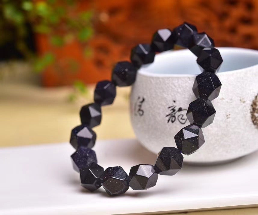 10mm Blue sandstone Diamond Faceted Bracelets