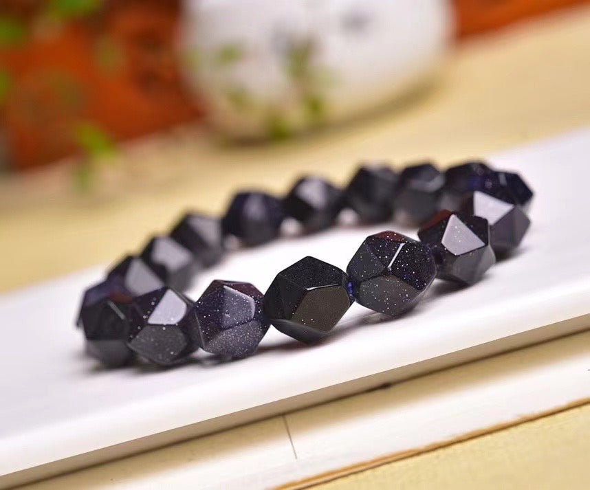 10mm Blue sandstone Diamond Faceted Bracelets