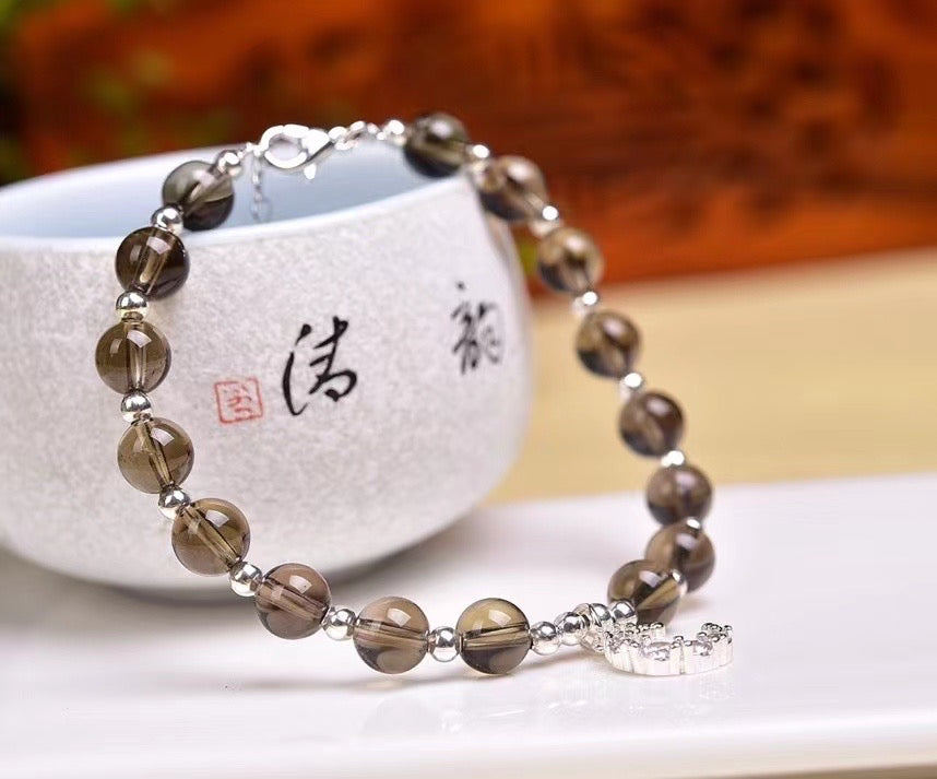 smoky quartz round bead bracelets