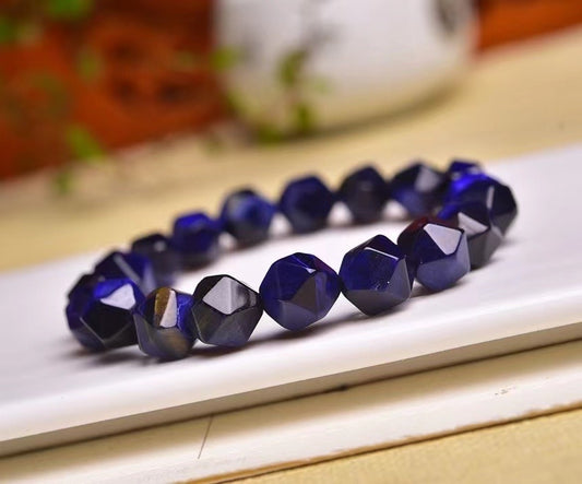 10mm Blue Tiger Eye Diamond Faceted Bracelets