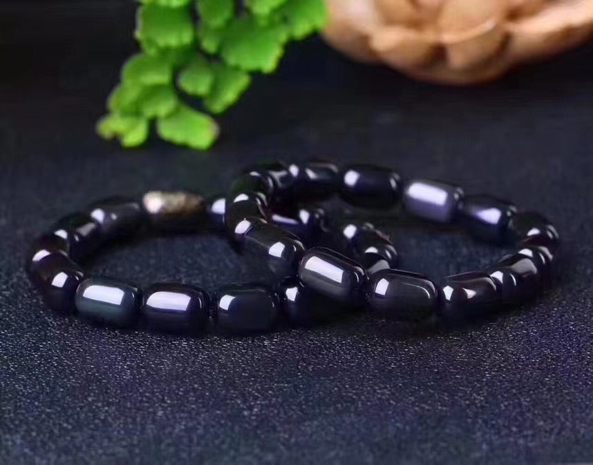 Obsidian Drum Beads 10/14mm Single Loop Bracelets