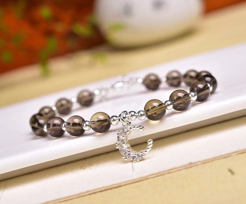 smoky quartz round bead bracelets