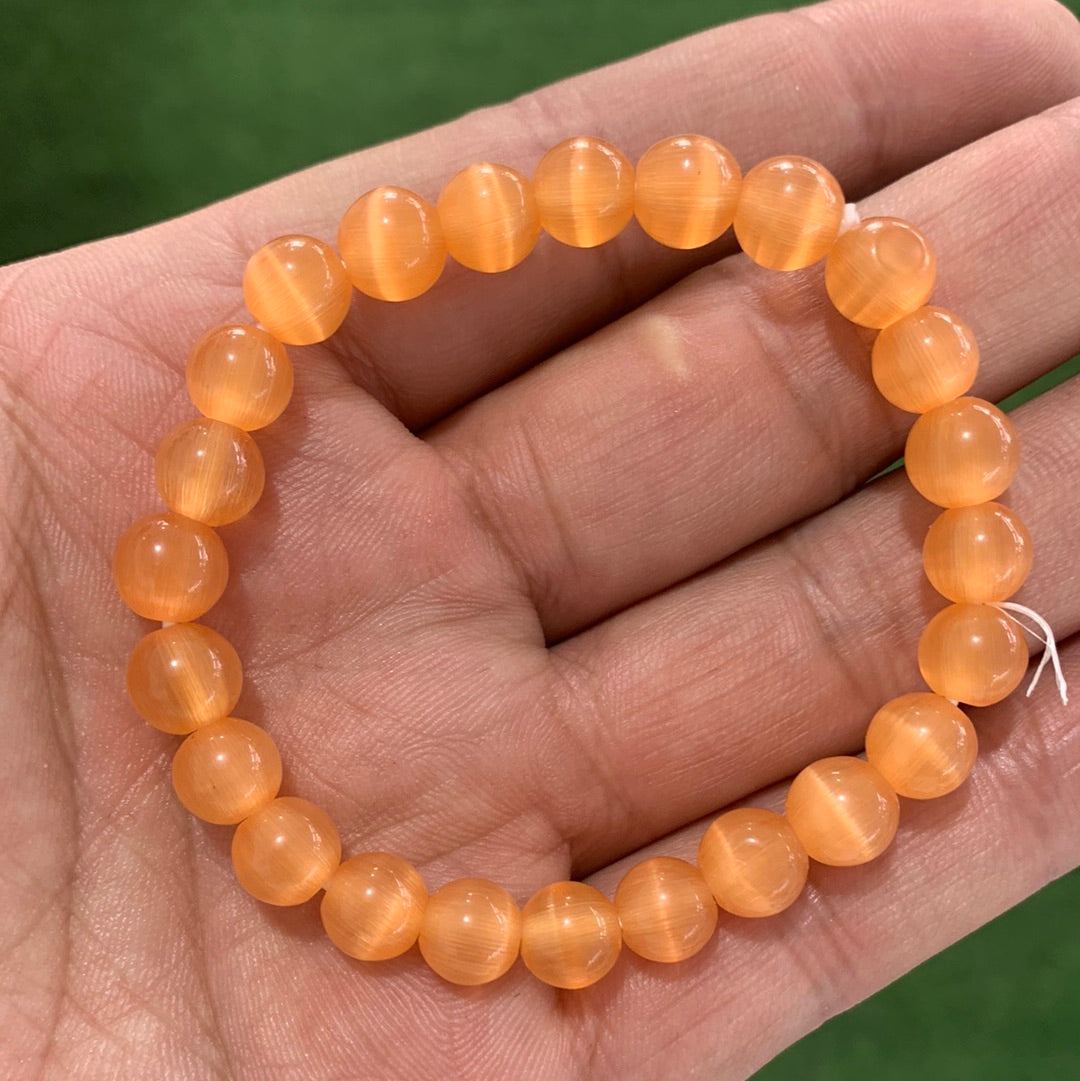 8mm orange cat eyes bracelets