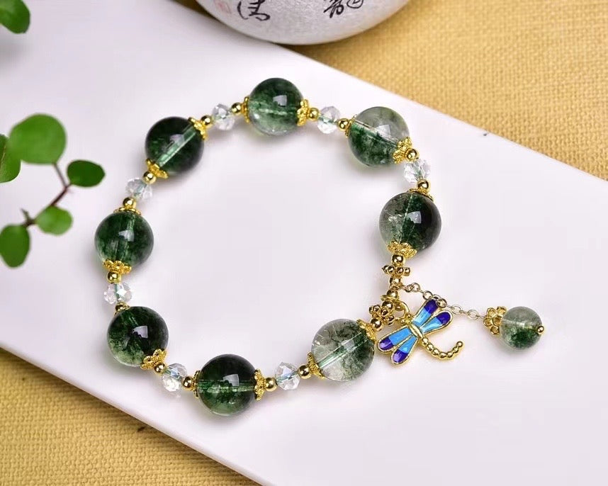 Green popcorn crystal 12mm single loop bracelets