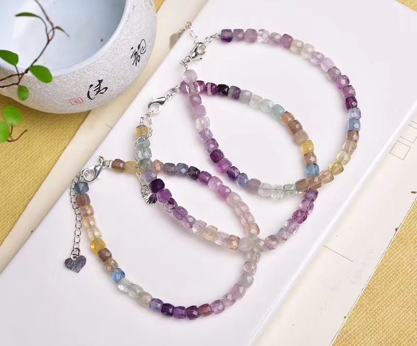 💕💕 4mm fluorite Crystal sugar bracelets