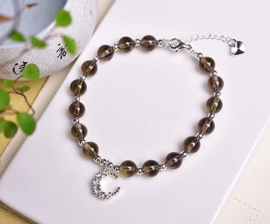 smoky quartz round bead bracelets