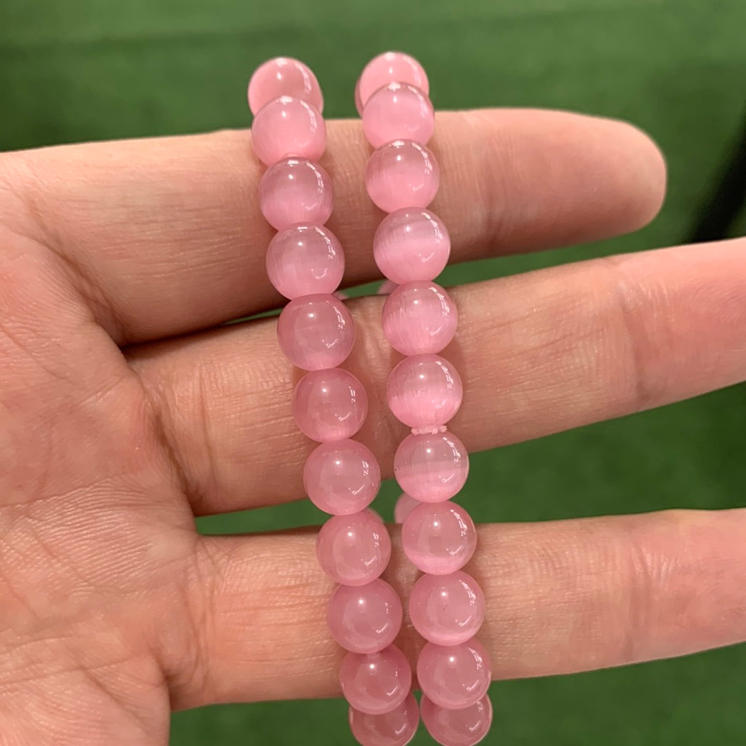 8mm pink cat eyes bracelets