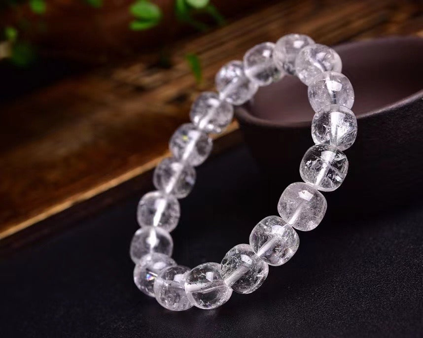 11mm transparent crystal drum beads bracelets