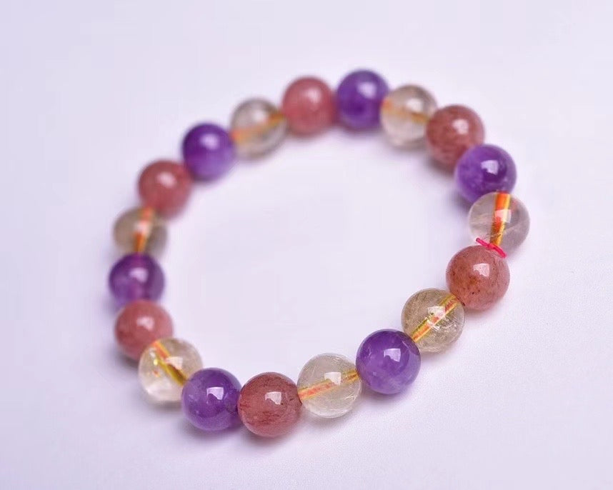 Mixed crystal single loop bracelets