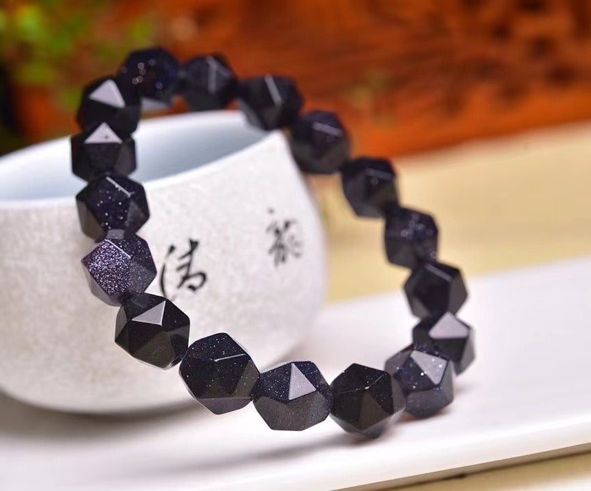 10mm Blue sandstone Diamond Faceted Bracelets