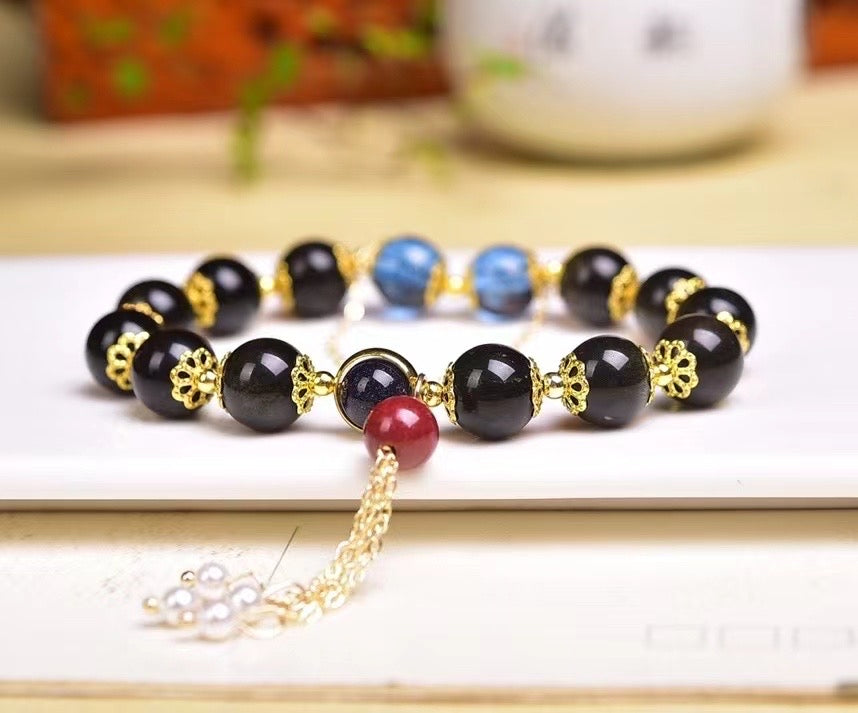 10mm New arrive in a single circle of obsidian beads bracelets