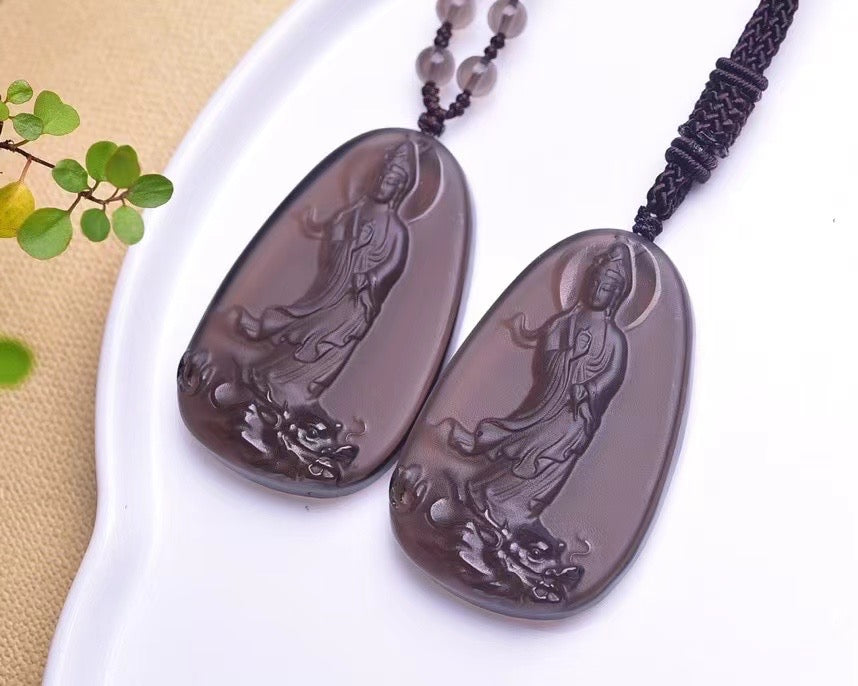 Ice obsidian Guanyin brand pendants necklaces