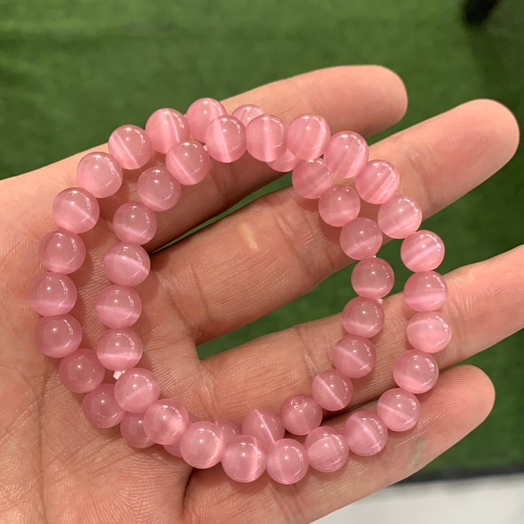 8mm pink cat eyes bracelets